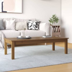 Stolik kawowy brąz 110x50x30cm lite drewno sosnowe