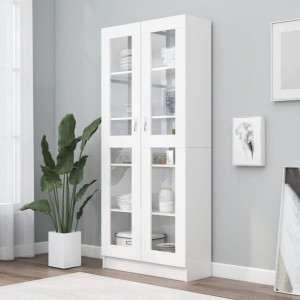 Witryna biała 82.5x30.5x185.5cm płyta wiórowa