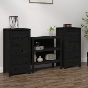 Komody 2 szt. czarne 40x35x80cm drewno sosnowe