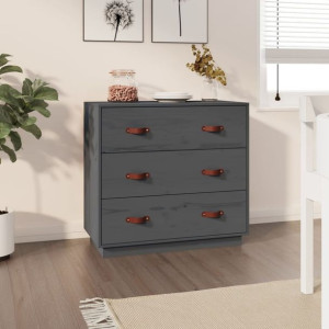Komoda szara 80x40x75cm drewno sosnowe