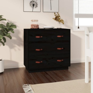 Komoda czarna 80x40x75cm drewno sosnowe