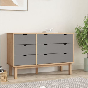 Komoda z szufladami brązowo-szara 113.5x39.5x73cm