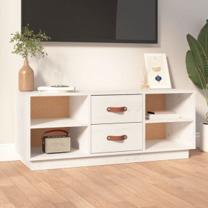 Szafka RTV biała 100x34x40cm lite drewno sosnowe