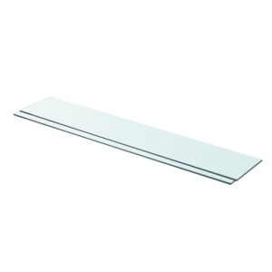 Półki 2 szt. panel z bezbarwnego szkła 90x15cm