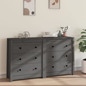 Komoda szara 140x35x80cm drewno sosnowe