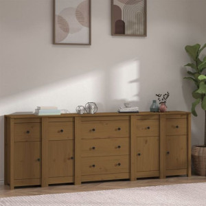Szafka brąz 230x35x80cm lite drewno sosnowe