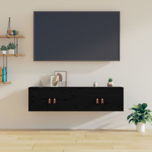 Szafki wiszące 2 szt czarne 60x30x30cm drewno sosnowe