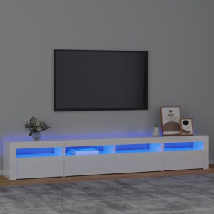Szafka RTV z LED biała połysk 240x35x40cm