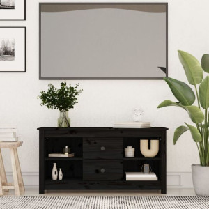 Szafka RTV czarna 103x36.5x52cm drewno sosnowe