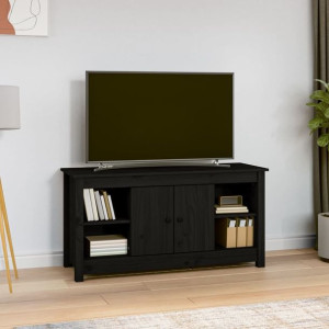 Szafka RTV czarna 103x36.5x52cm drewno sosnowe