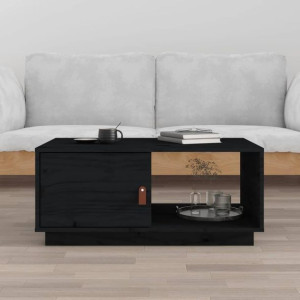 Stolik kawowy czarny 80x50x35.5cm drewno sosnowe