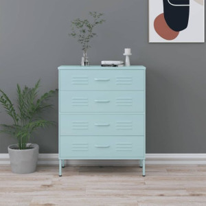 Szafka z szufladami miętowa 80x35x101.5cm stalowa