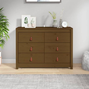 Komoda brąz 100x40x72cm lite drewno sosnowe