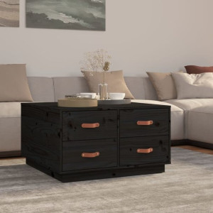 Stolik kawowy czarny 80x80x45cm drewno sosnowe