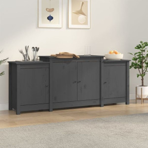 Komoda szara 164x37x68cm drewno sosnowe