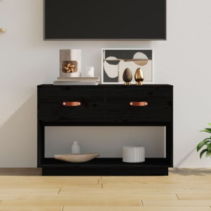 Szafka RTV czarna 90x40x60cm lite drewno sosnowe