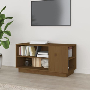 Szafka RTV brąz 80x35x40.5cm lite drewno sosnowe