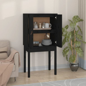 Kredens czarny 60x40x120cm lite drewno sosnowe