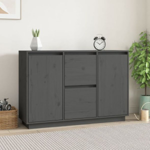 Komoda szara 111x34x75cm lite drewno sosnowe