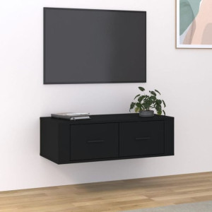 Szafka RTV wisząca czarna 80x36x25cm płyta wiórowa