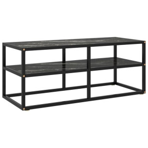 Szafka RTV czarna z marmurowym szkłem 100x40x40cm