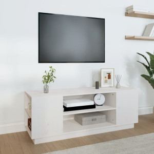 Szafka RTV biała 110x35x405cm drewno sosnowe