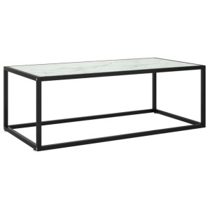 Stolik kawowy szkło biały marmur 100x50x35cm