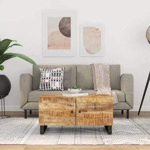 Stolik kawowy 80x50x40cm drewno mango i płyta