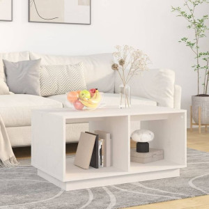 Stolik kawowy biały 80x50x40cm drewno sosnowe