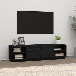 Szafka RTV czarna 156x40x40cm drewno sosnowe