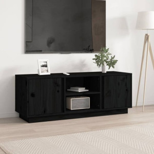 Szafka RTV czarna 110x35x405cm drewno sosnowe