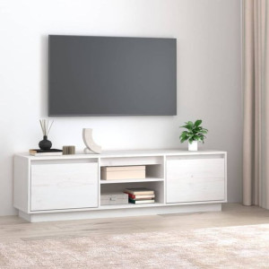 Szafka RTV biała 140x35x40cm drewno sosnowe