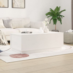 Stolik kawowy biały 100x50x35cm drewno sosnowe