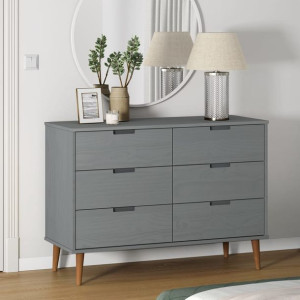 Komoda szara 113x40x80cm drewno sosnowe