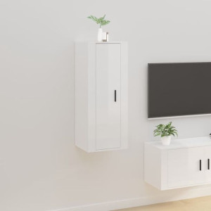 Szafka RTV wisząca połysk biała 40x34.5x100cm