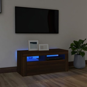 Szafka RTV z LED brązowy dąb 90x35x40cm
