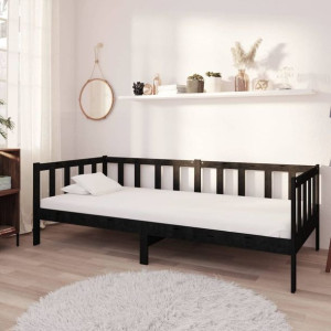 Łóżko dzienne + materac 90x200cm czarne sosna