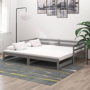 Łóżko wysuwane 2x(90x200)cm szare sosna
