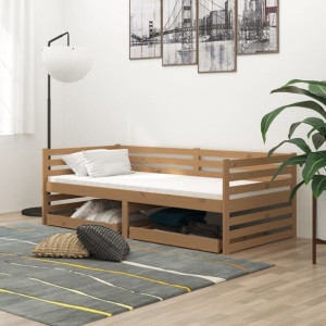 Łóżko dzienne z szufladami 90x200cm brąz sosna