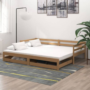 Łóżko wysuwane 2x(90x200)cm brąz sosna