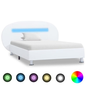 Łóżko z LED białe ekoskóra 90x200cm