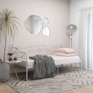 Sofa/łóżko dzienne białe metalowe 90x200cm