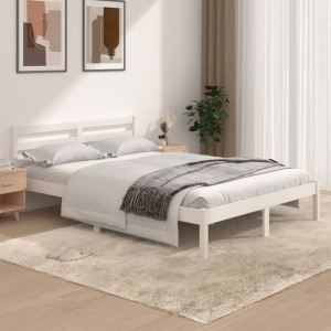 Łóżko do sypialni drewno sosnowe 135x190cm biała podwójna