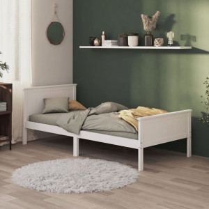 Łóżko do sypialni białe drewno sosnowe 100x200cm