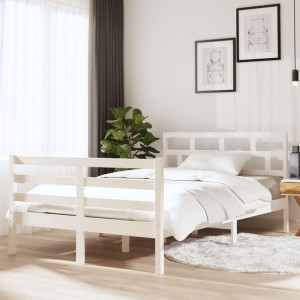 Łóżko do sypialni białe drewno sosnowe 120x190cm 4FT podwójna