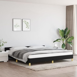 Łóżko z zagłówkiem czarne 200x200cm tkanina