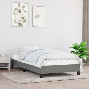 Łóżko do sypialni ciemnoszare 90x200cm tkanina