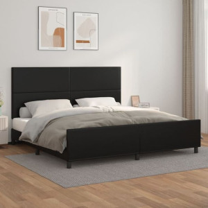 Łóżko z zagłówkiem czarne 200x200cm ekoskóra