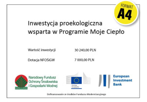 Tabliczka MOJE CIEPŁO 21x30 UZUPEŁNIONA tablica