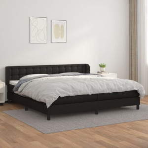 Łóżko z materacem czarne ekoskóra 200x200cm